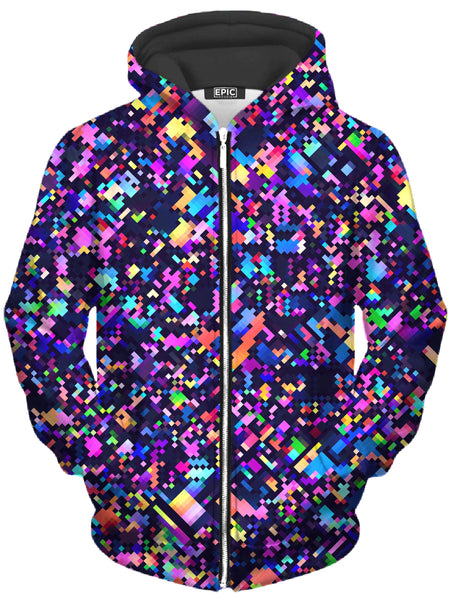 Art Designs Works - 8-Bit Confetti Unisex Zip-Up Hoodie