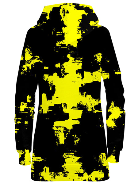 Big Tex Funkadelic - Black and Yellow Abstract Hoodie Dress