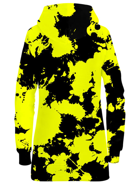Big Tex Funkadelic - Yellow and Black Paint Splatter Hoodie Dress