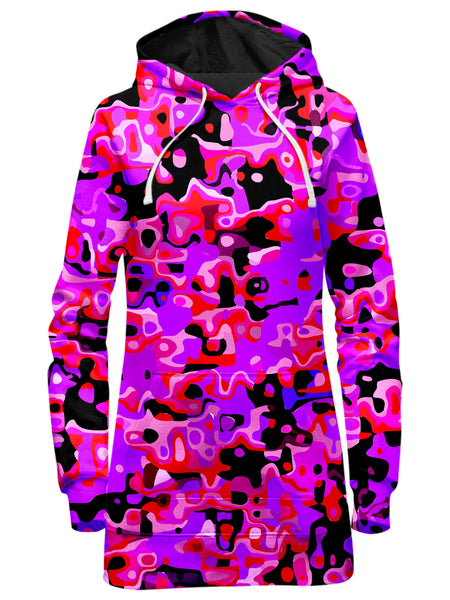 Big Tex Funkadelic - Purple Red and Black Rave Camo Melt Hoodie Dress