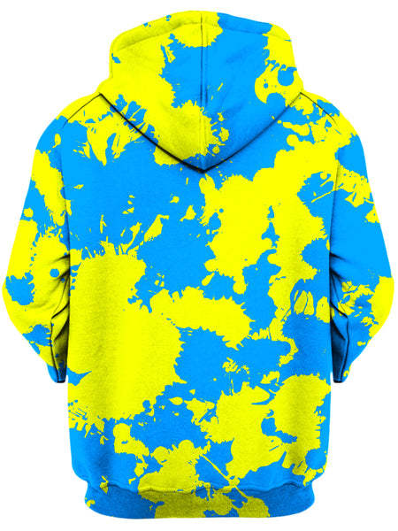 Big Tex Funkadelic - Yellow and Blue Paint Splatter Unisex Zip-Up Hoodie