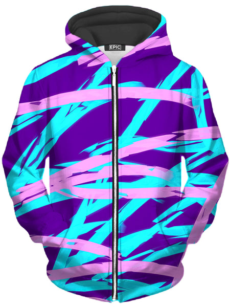 Big Tex Funkadelic - Purple and Blue Rave Abstract Unisex Zip-Up Hoodie