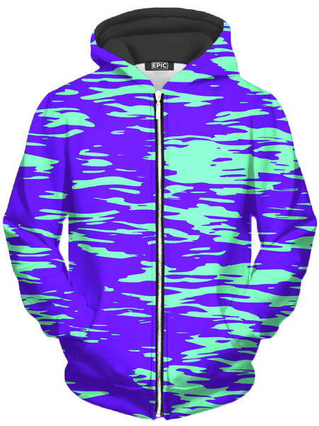Big Tex Funkadelic - Purple Mint Rave Zebra Stripe Unisex Zip-Up Hoodie