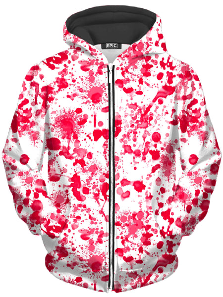 Nakari Studios - White Blood Print Unisex Zip-Up Hoodie