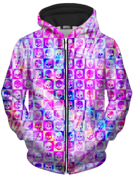 Art Designs Works - Skull Fam Pink Unisex Zip-Up Hoodie