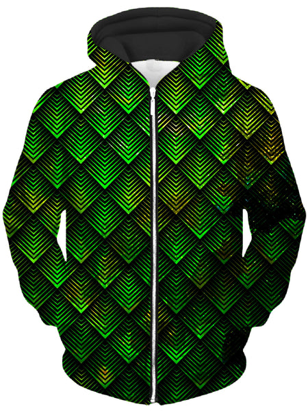 Noctum X Truth - Galactic Dragon Scale Green Unisex Zip-Up Hoodie