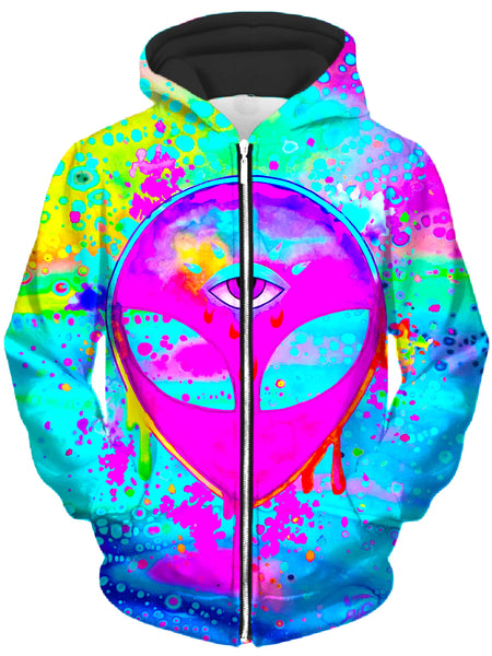 BrizBazaar - Alien Melt Pink Unisex Zip-Up Hoodie