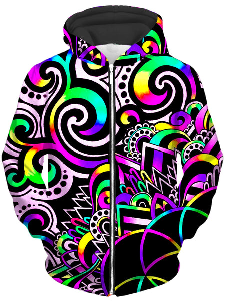 BrizBazaar - White Doodle Magic V2 Unisex Zip-Up Hoodie