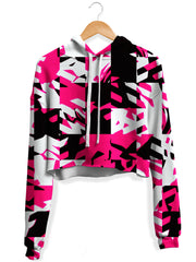 Pink Digital Fleece Crop Hoodie