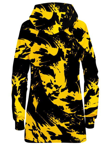 Big Tex Funkadelic - Black and Yellow Paint Splatter Hoodie Dress
