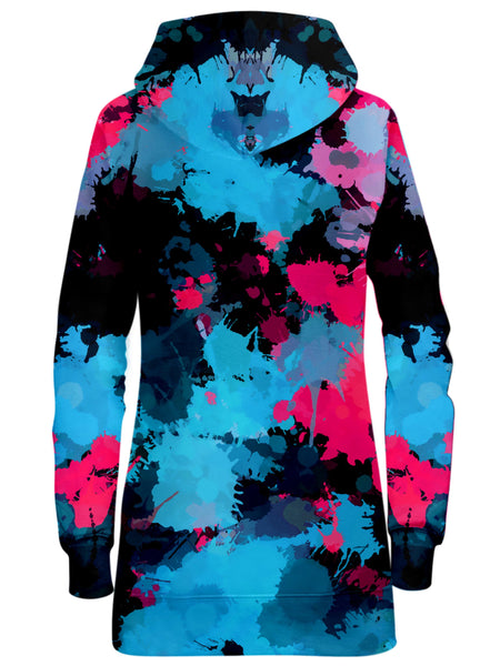 Big Tex Funkadelic - Pink and Blue Paint Splatter Hoodie Dress