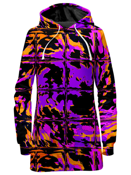 Big Tex Funkadelic - Purple Blackout Rave Glitch Hoodie Dress