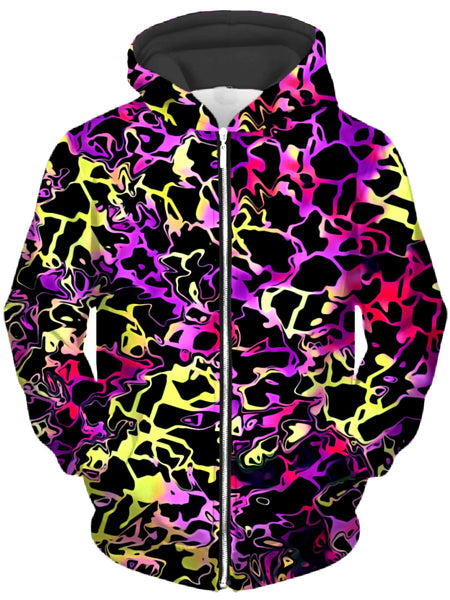 Big Tex Funkadelic - Psychedelic Rainbow Leopard Unisex Zip-Up Hoodie