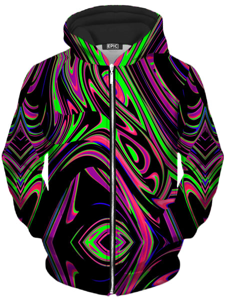 Big Tex Funkadelic - Pink and Green Blackout Drip Unisex Zip-Up Hoodie