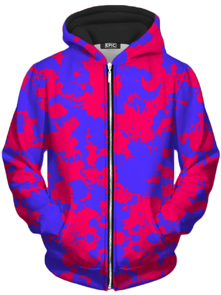 Big Tex Funkadelic - Pink and Violet Paint Splatter Unisex Zip-Up Hoodie