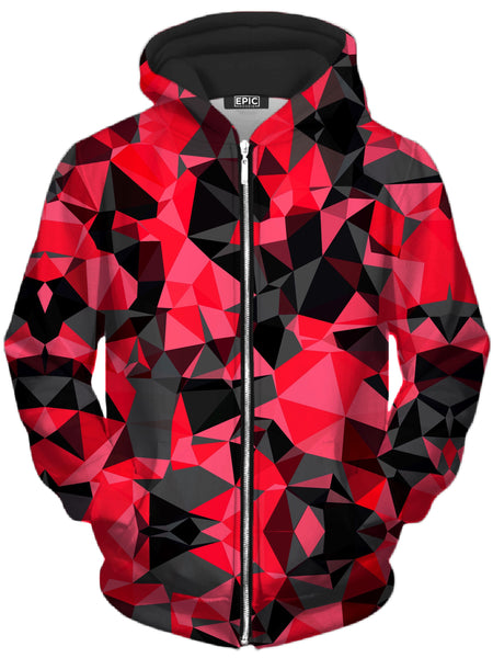 Big Tex Funkadelic - Red and Black Geo Unisex Zip-Up Hoodie