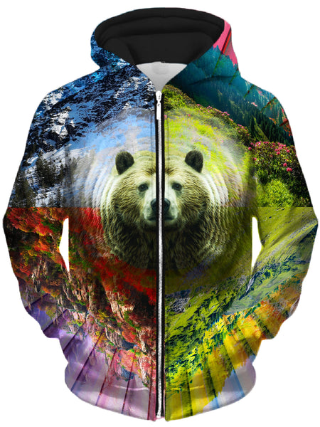 Lucid Eye Studios - PLUR Bear Unisex Zip-Up Hoodie