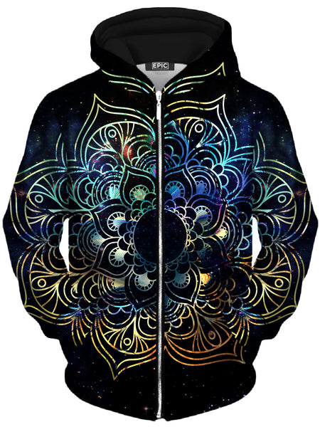 MCAshe Spiritual Art - Galaxy Mandala Unisex Zip-Up Hoodie