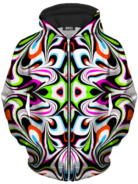 Psychedelic Pourhouse - Neon Zebra Portal Unisex Zip-Up Hoodie