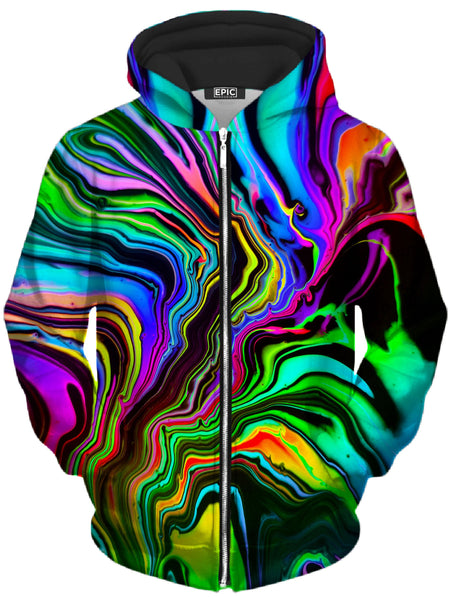 Psychedelic Pourhouse - Rainbow Rift Unisex Zip-Up Hoodie