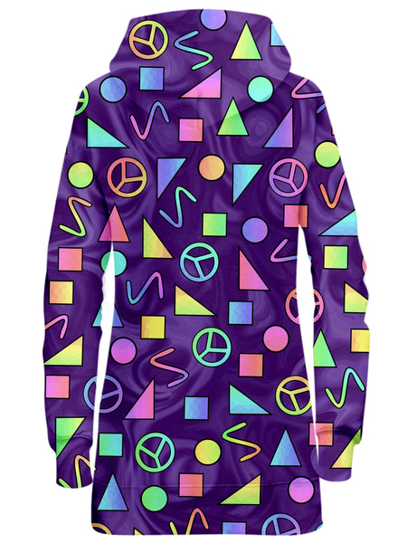 Sartoris Art - Retro Shapes Peace Symbols Purple Hoodie Dress
