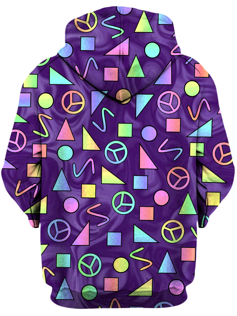 Retro Shapes Peace Symbols Purple Unisex Hoodie