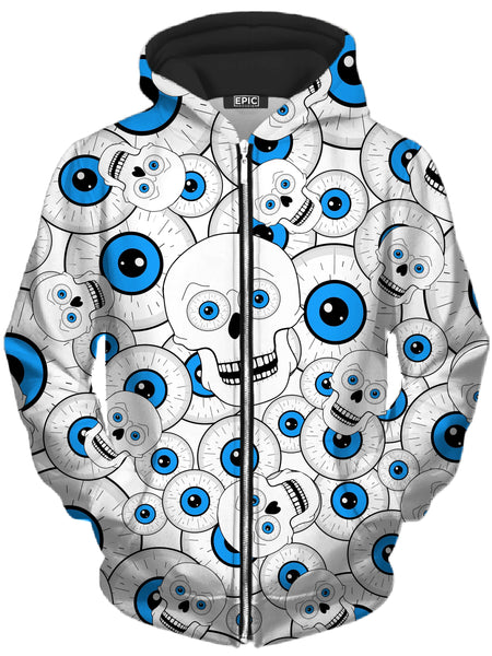 Sartoris Art - Skull Eye Balls Unisex Zip-Up Hoodie