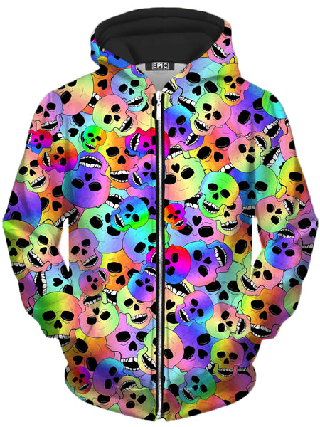 Sartoris Art - Happy Skulls Unisex Zip-Up Hoodie