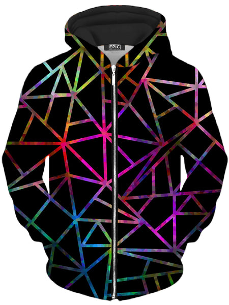Sartoris Art - Webbed Geometric Unisex Zip-Up Hoodie