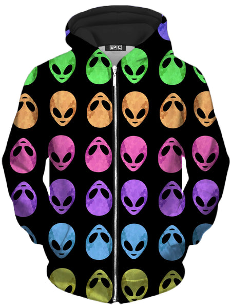 Sartoris Art - Alien Pattern Unisex Zip-Up Hoodie