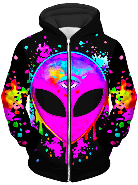 BrizBazaar - Splatter Alien Pink Unisex Zip-Up Hoodie