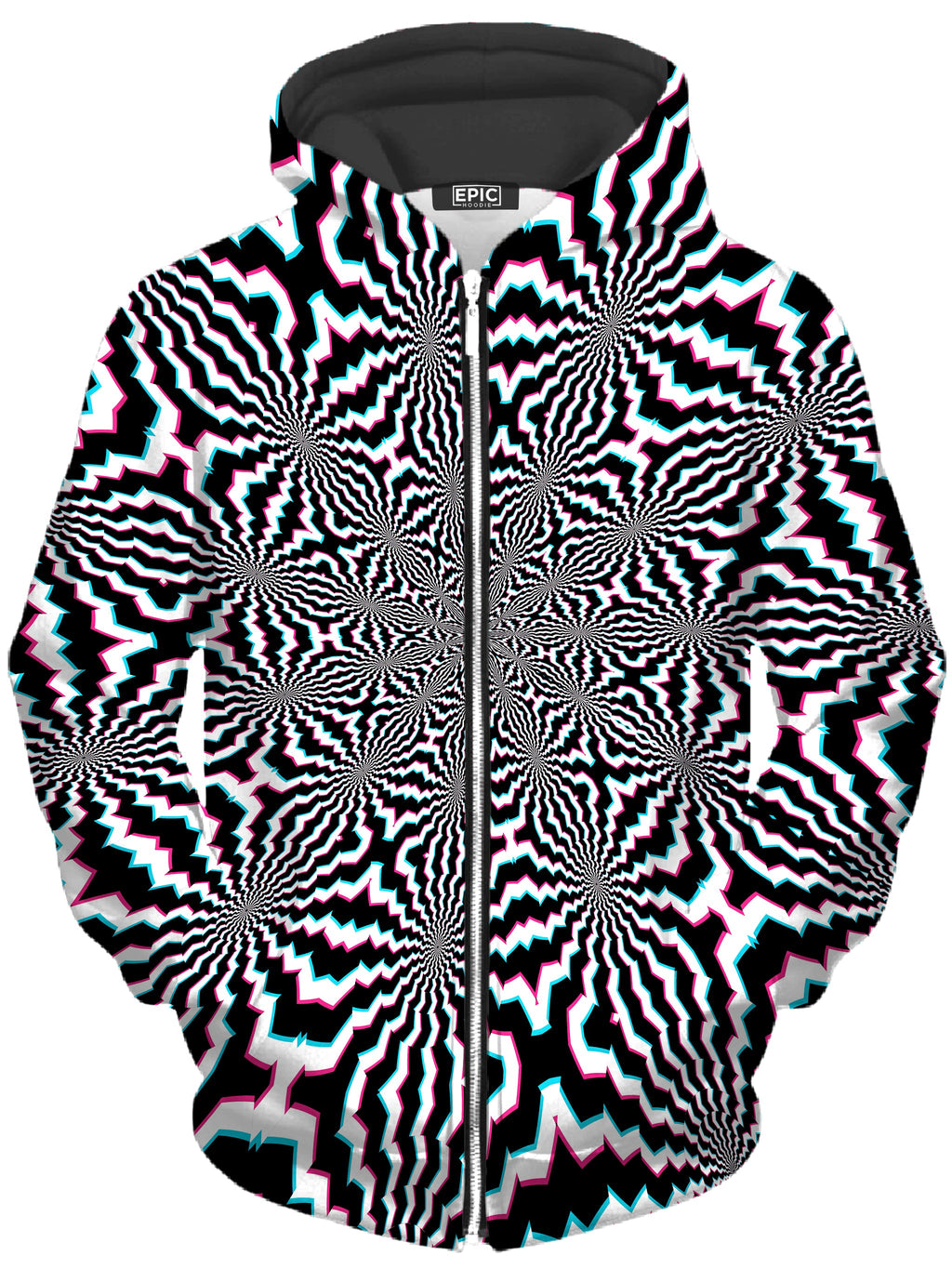 Fractal Ripples Unisex Zip-Up Hoodie Art Designs Works Epic Hoodie