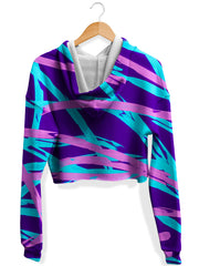 Purple and Blue Rave Abstract Fleece Crop Hoodie