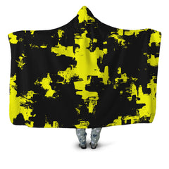 Black and Yellow Abstract Hooded Blanket