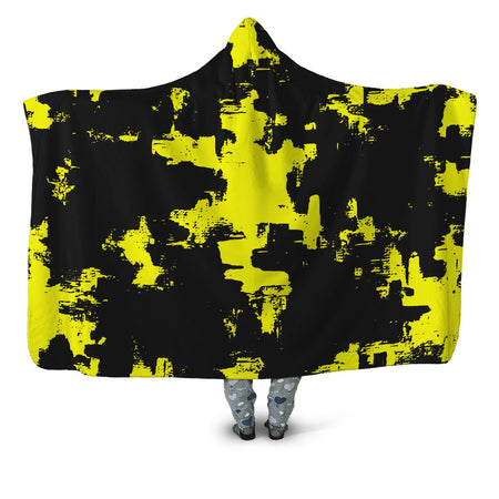 Big Tex Funkadelic - Black and Yellow Abstract Hooded Blanket