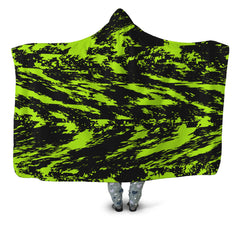 Black Lime Bolt Glitch Hooded Blanket