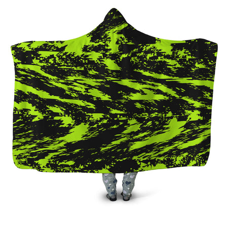 Big Tex Funkadelic - Black Lime Bolt Glitch Hooded Blanket