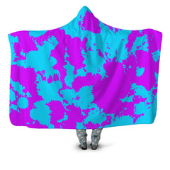 Blue and Purple Paint Splatter Hooded Blanket
