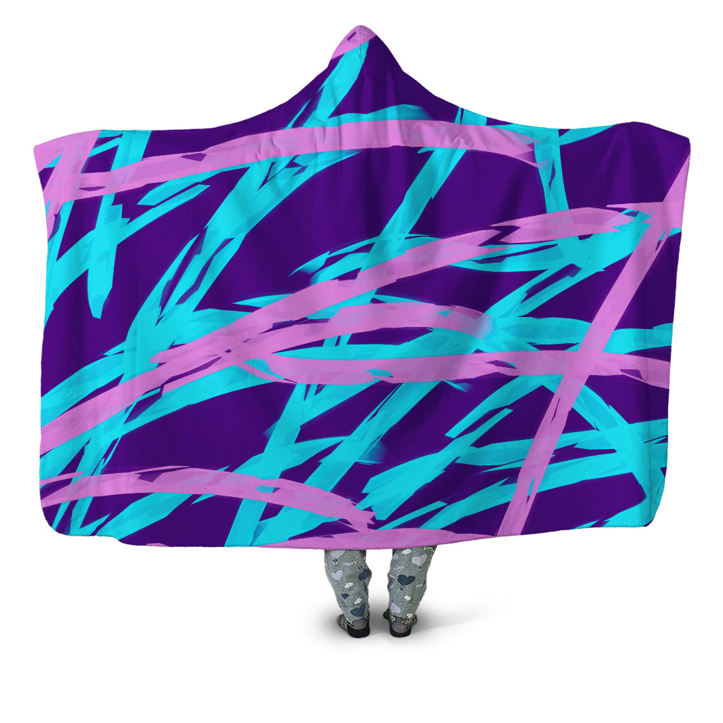 Big Tex Funkadelic - Purple and Blue Rave Abstract Hooded Blanket