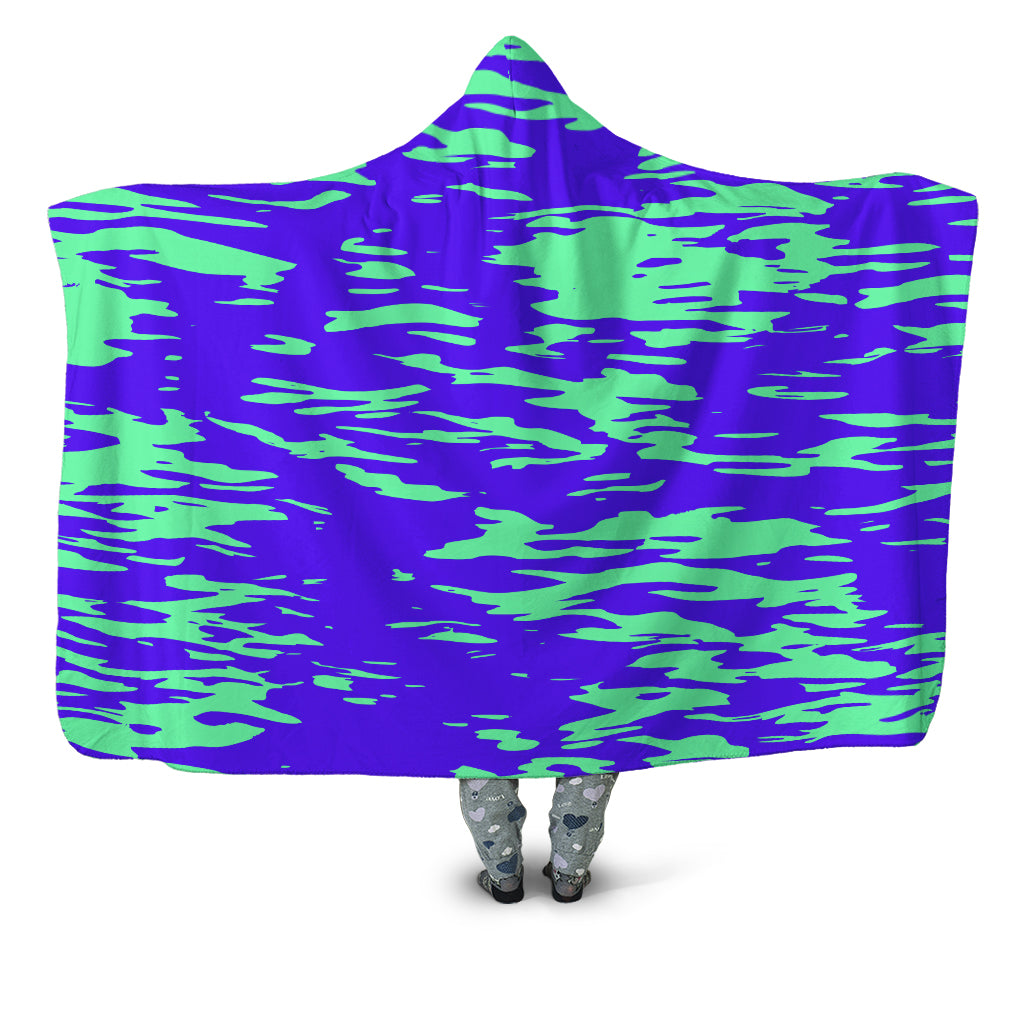 Purple Mint Rave Zebra Stripe Hooded Blanket