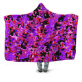Purple Red and Black Rave Camo Melt Hooded Blanket