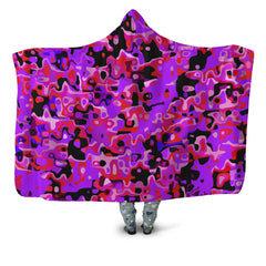 Purple Red and Black Rave Camo Melt Hooded Blanket