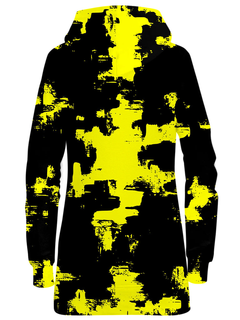 Black and Yellow Abstract Hoodie Dress