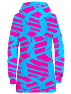 Pink and Blue Squiggly Rave Checkered Hoodie Dress Big Tex Funkadelic Epic Hoodie