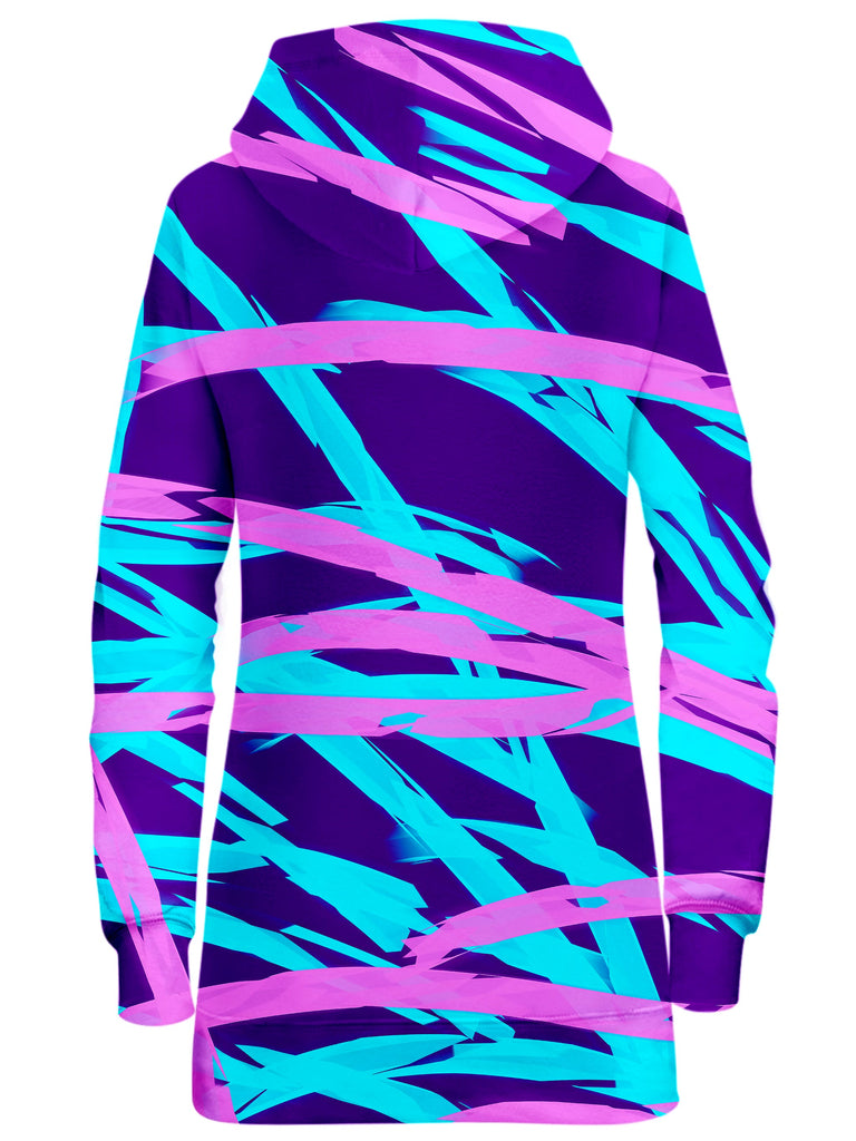 Purple and Blue Rave Abstract Hoodie Dress