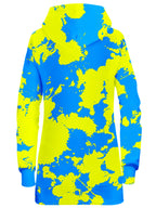 Yellow and Blue Paint Splatter Hoodie Dress Big Tex Funkadelic Epic Hoodie