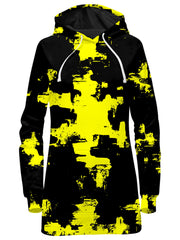 Black and Yellow Abstract Hoodie Dress