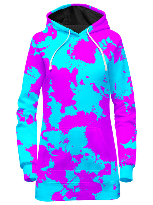Blue and Purple Paint Splatter Hoodie Dress Big Tex Funkadelic Epic Hoodie