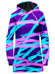 Purple and Blue Rave Abstract Hoodie Dress
