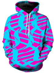 Pink and Blue Squiggly Rave Checkered Unisex Hoodie